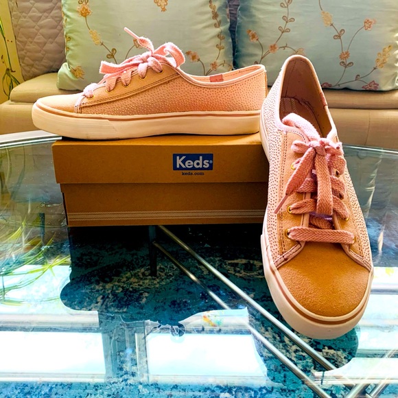 ✨Keds✨ Double Up Suede & Sparkle Blush Sneakers - Picture 1 of 15